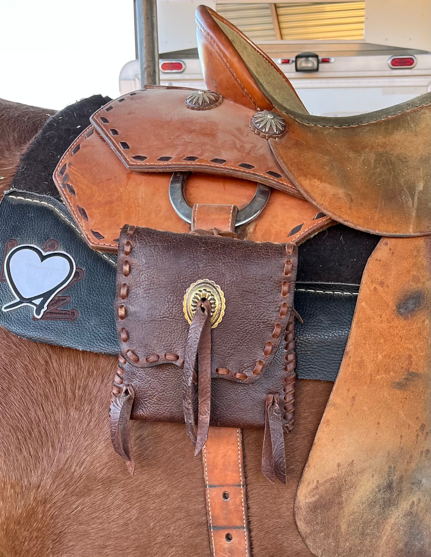 Brown Concho Back Cinch bag