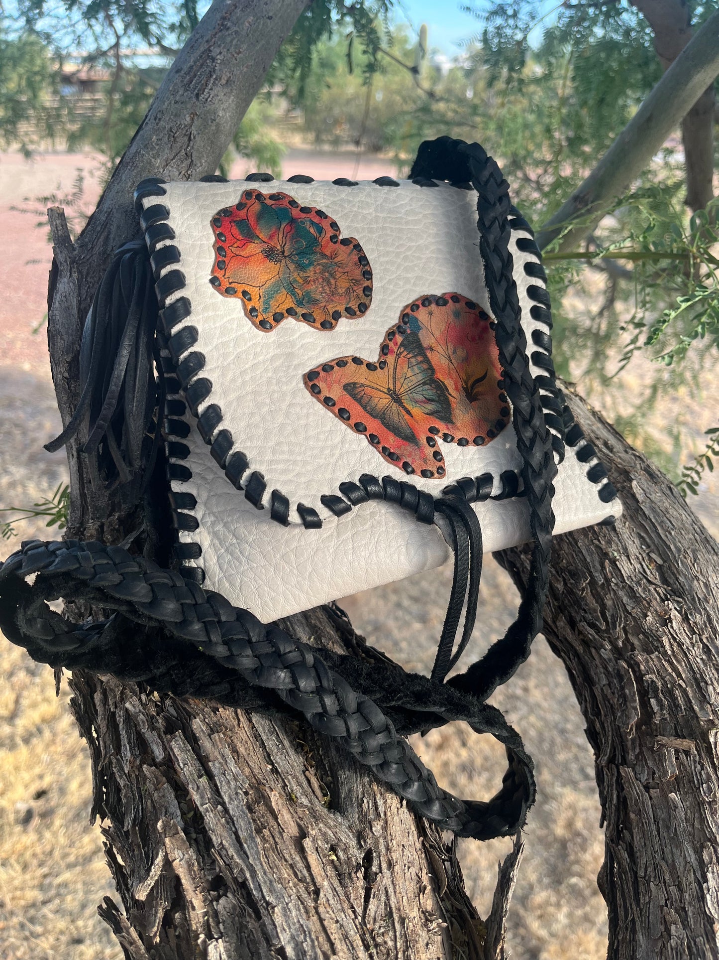 Black&White Appliqué Woven Strap